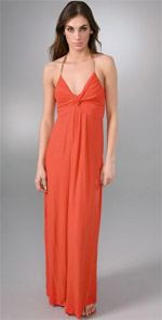t bags, dress, maxi dress, orange dress
