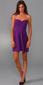 tibi, dress, purple dress, strapless dress